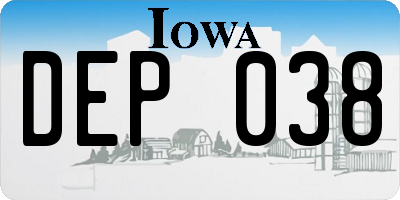 IA license plate DEP038