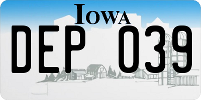 IA license plate DEP039