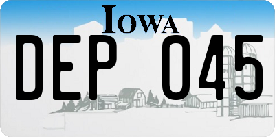 IA license plate DEP045
