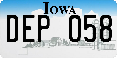 IA license plate DEP058
