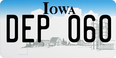 IA license plate DEP060