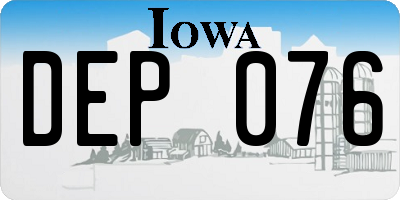 IA license plate DEP076