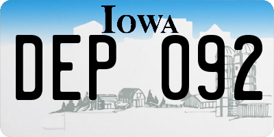 IA license plate DEP092