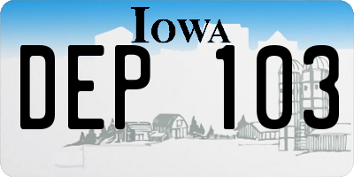 IA license plate DEP103