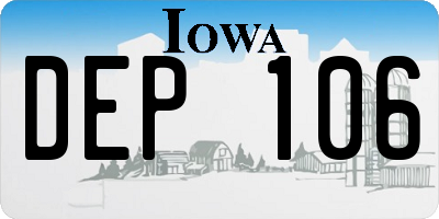 IA license plate DEP106