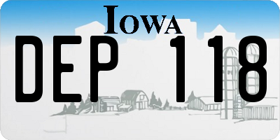 IA license plate DEP118