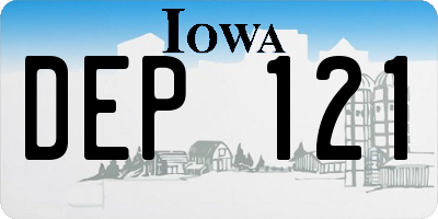 IA license plate DEP121