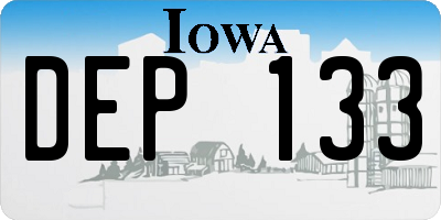 IA license plate DEP133