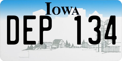IA license plate DEP134
