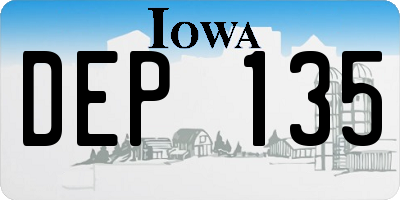 IA license plate DEP135