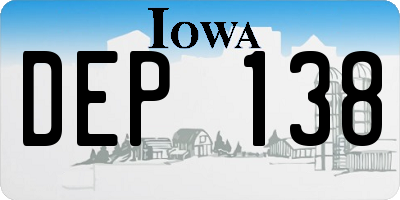 IA license plate DEP138