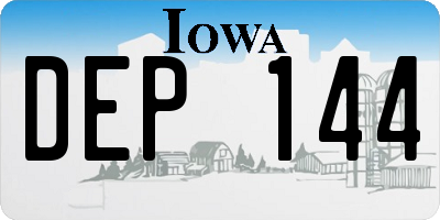IA license plate DEP144
