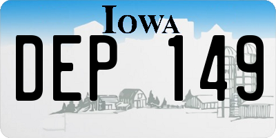 IA license plate DEP149