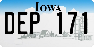 IA license plate DEP171