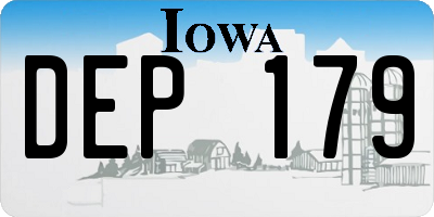 IA license plate DEP179