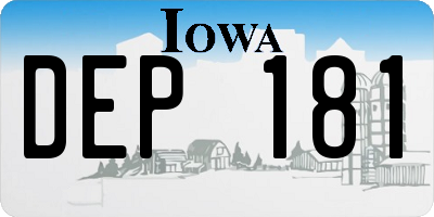 IA license plate DEP181
