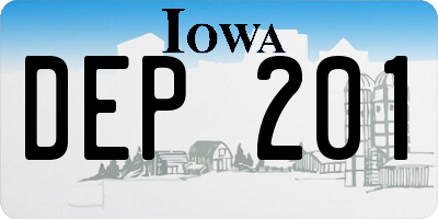 IA license plate DEP201