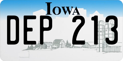 IA license plate DEP213