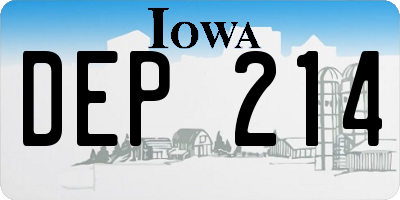 IA license plate DEP214