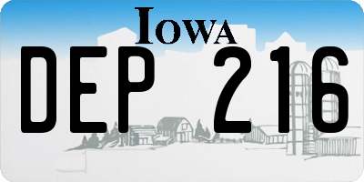IA license plate DEP216