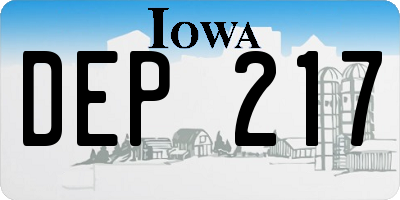 IA license plate DEP217