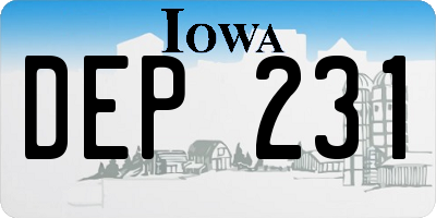 IA license plate DEP231