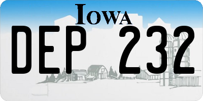 IA license plate DEP232