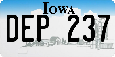 IA license plate DEP237