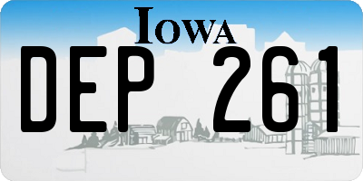 IA license plate DEP261