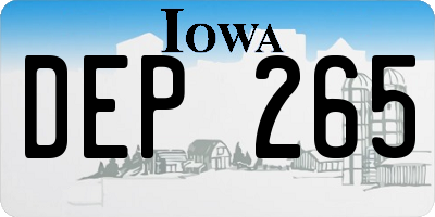 IA license plate DEP265
