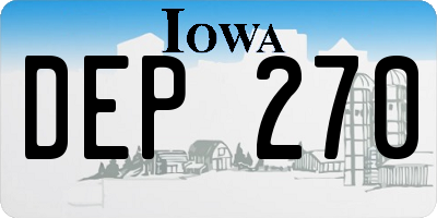 IA license plate DEP270