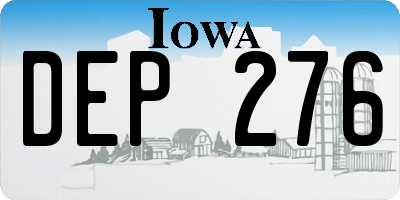 IA license plate DEP276