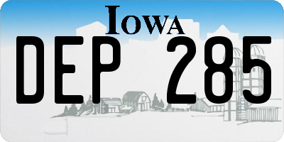 IA license plate DEP285