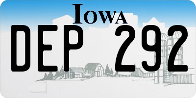 IA license plate DEP292