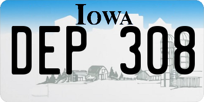 IA license plate DEP308