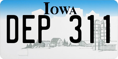 IA license plate DEP311