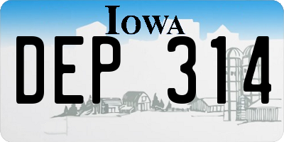 IA license plate DEP314