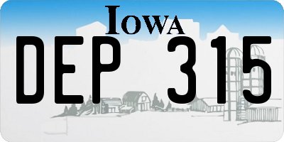 IA license plate DEP315