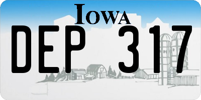 IA license plate DEP317