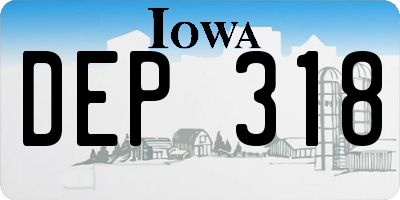 IA license plate DEP318