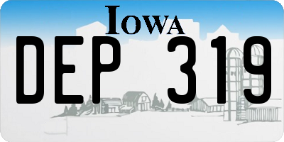 IA license plate DEP319