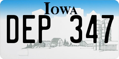 IA license plate DEP347