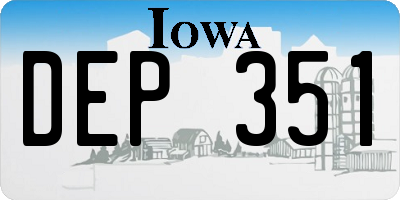 IA license plate DEP351