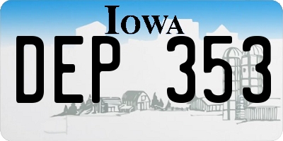 IA license plate DEP353