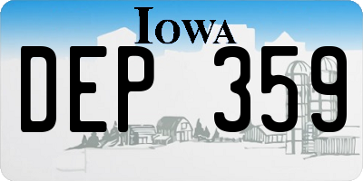 IA license plate DEP359