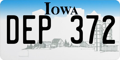 IA license plate DEP372