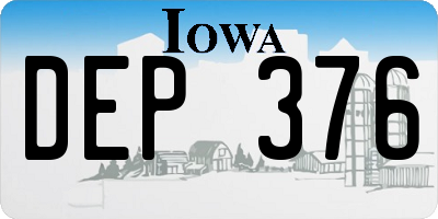 IA license plate DEP376