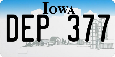 IA license plate DEP377