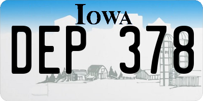 IA license plate DEP378