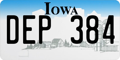 IA license plate DEP384
